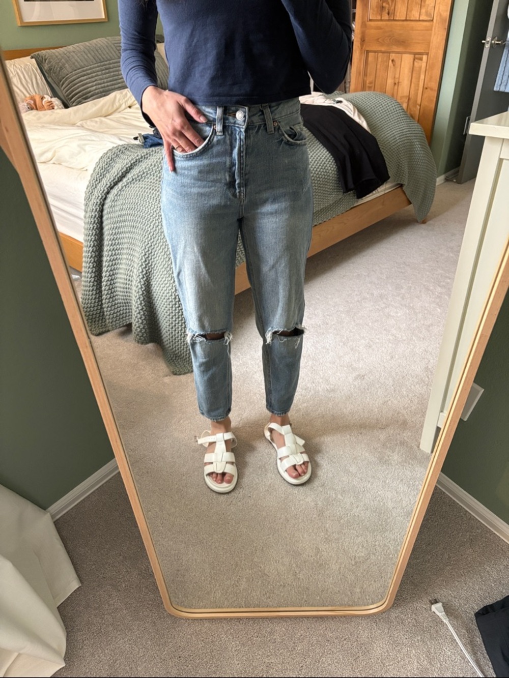 wild fable Light Blue Distressed Boyfriend Jeans